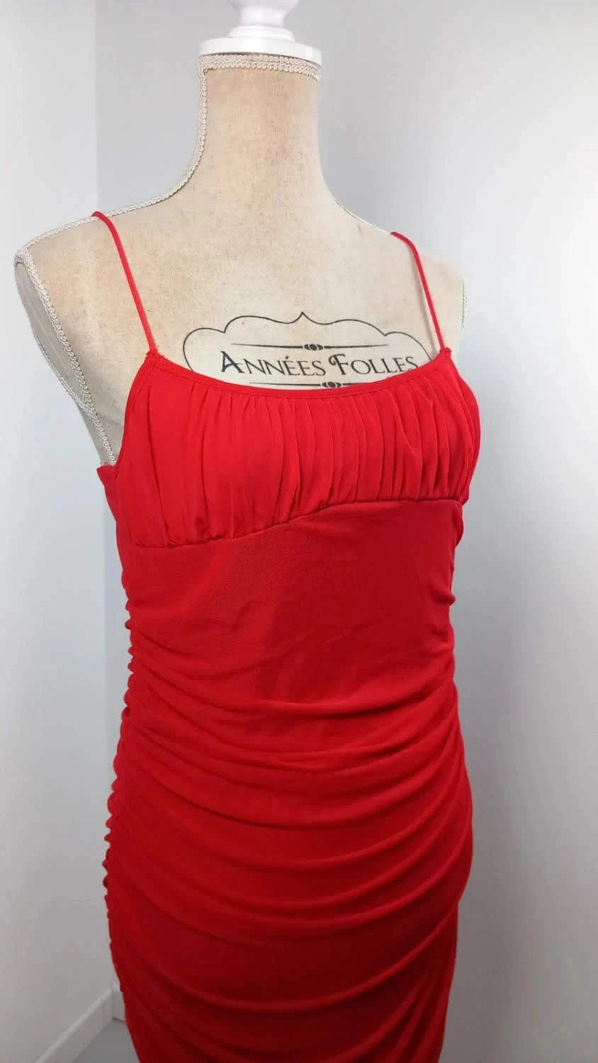 Robe Rouge Coquelicot Moulante & Froncée – Effet Galbant – NEUVE – Taille L – Shein – taille L / 40 / 12 2