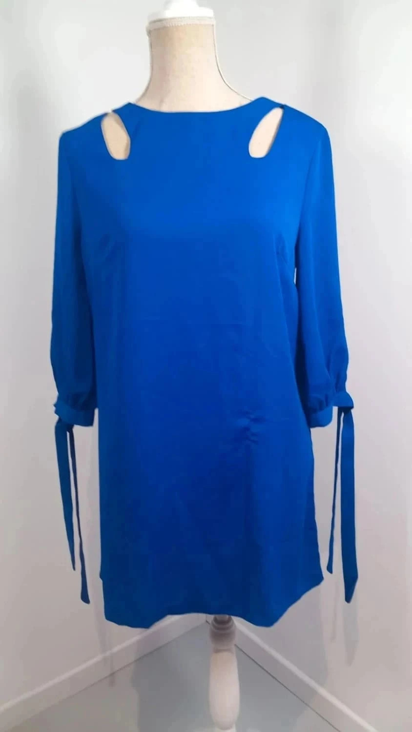 Longue Tunique/Robe courte NEUVE - T. 40 - Mademoiselle R (La Redoute) - Bleu Roi Découpes