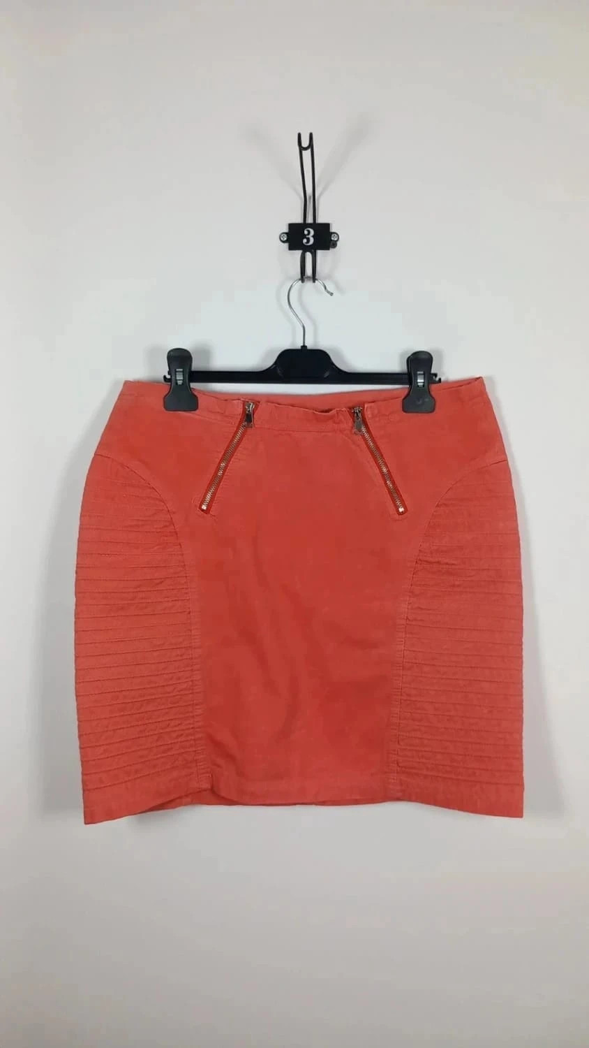 Jupe Courte Corail Laura Jo - Taille L (40) - Style Rock avec Zips & Empiècements - Très Bon État