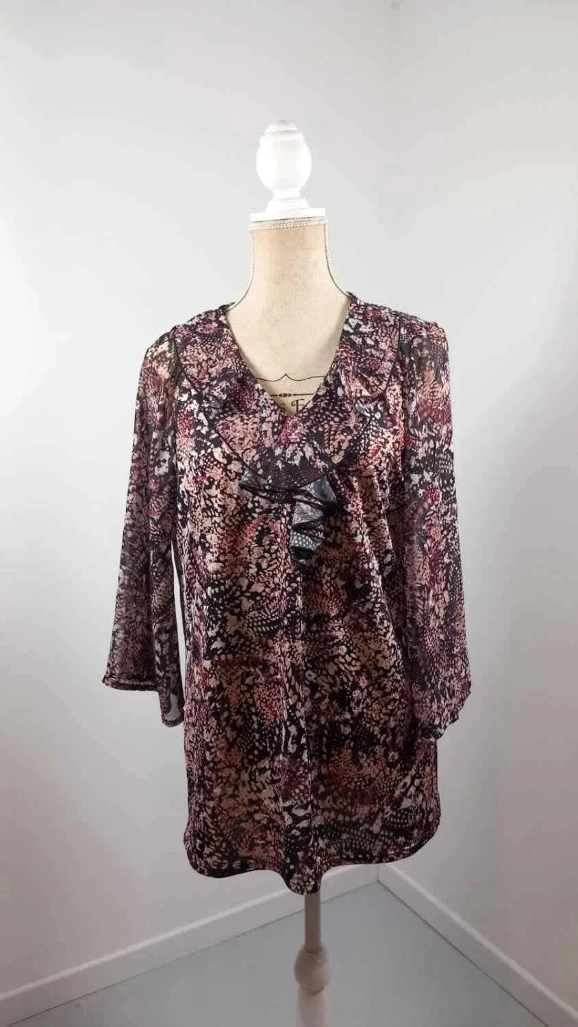 Tunique Voile Jacqueline Riu - Imprimé Python/Abstrait - Taille 4 (44/46) - NEUVE