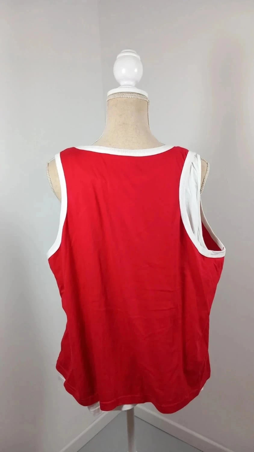 Top 2-en-1 bleu bonheur Neuf T56 – Débardeur Rouge & Blanc à Lacets – Style Sport-Chic Grande Taille – Bleu bonheur – taille 8XL / 56 / 28 4