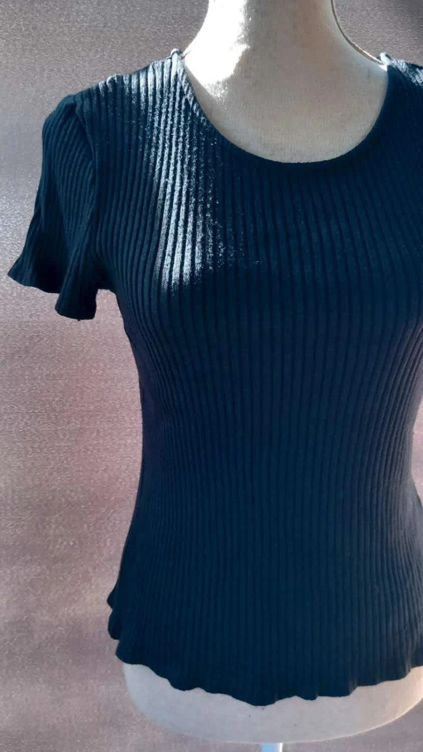 Tee-shirt Noir en Maille Côtelée Chic - Zara - Taille M – Zara – taille M / 38 / 10 3