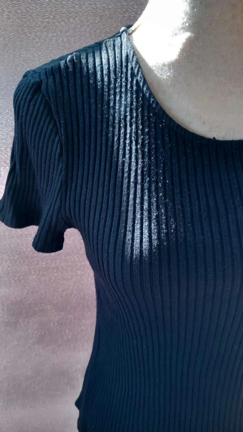 Tee-shirt Noir en Maille Côtelée Chic - Zara - Taille M – Zara – taille M / 38 / 10 4