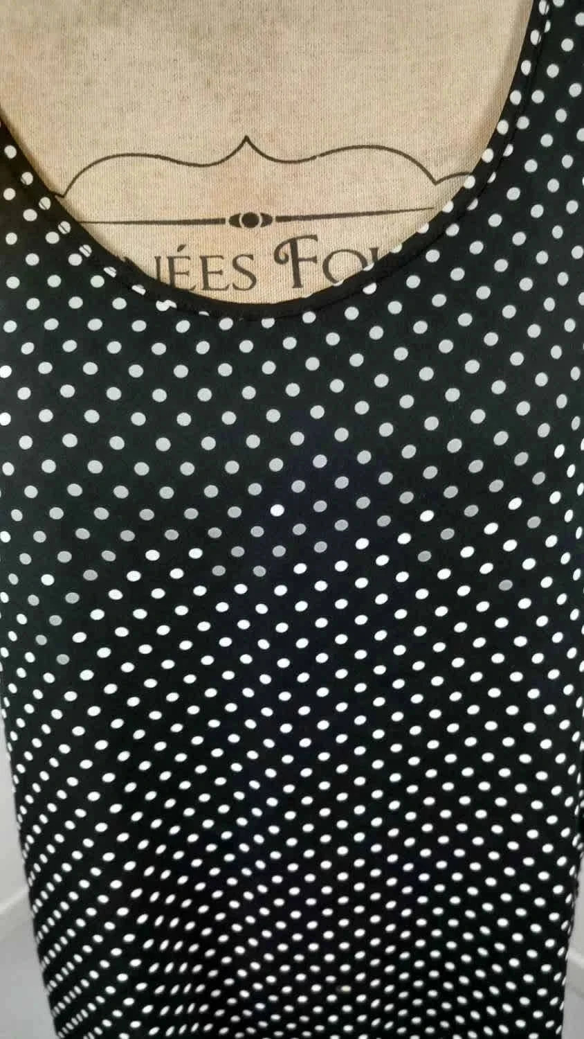 Débardeur Atmosphere Noir à Pois Blancs - Taille 42 (XL) - Neuf - Coupe Fluide & Intemporelle – Atmosphere – taille XL / 42 / 14 3