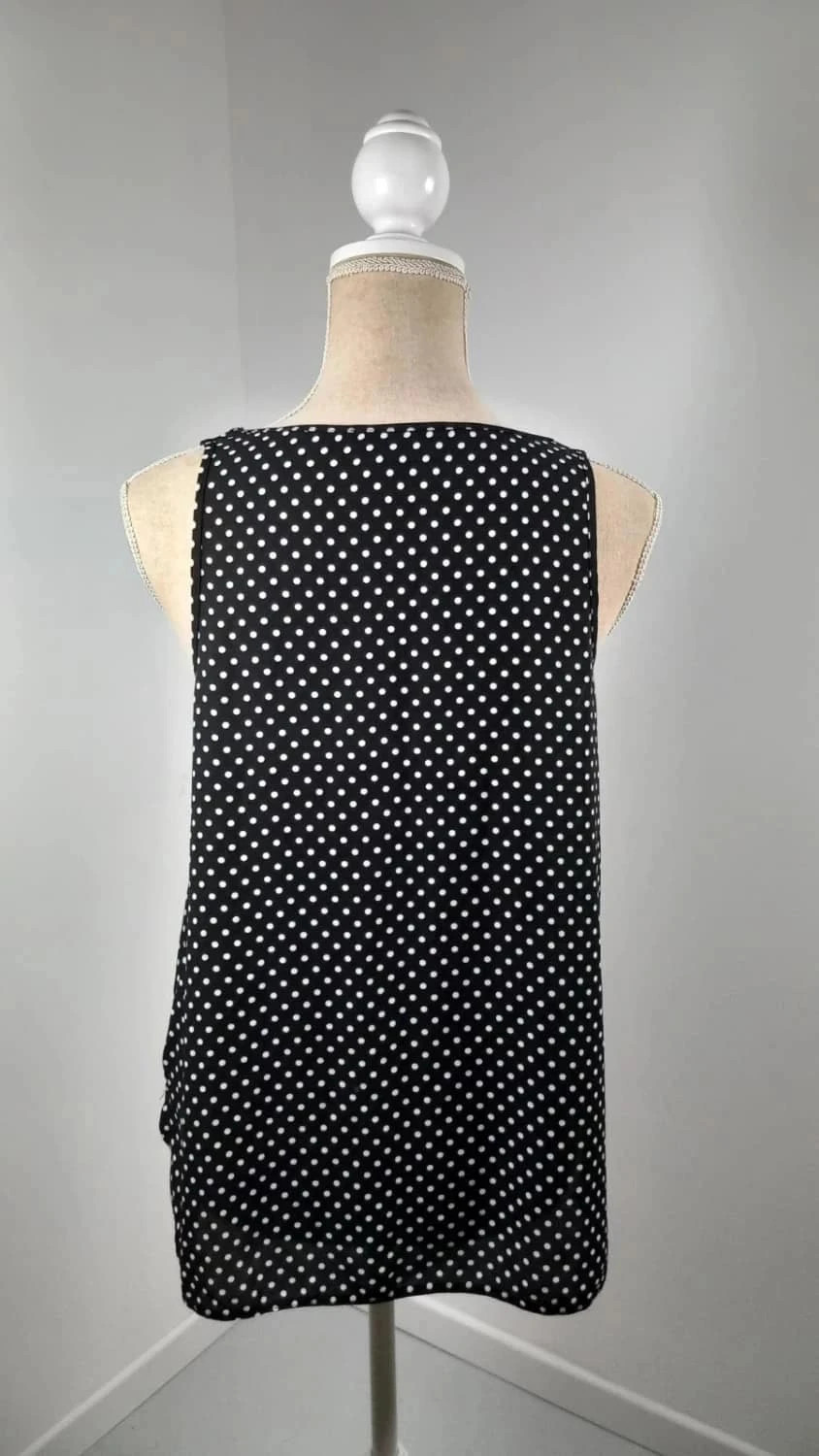 Débardeur Atmosphere Noir à Pois Blancs - Taille 42 (XL) - Neuf - Coupe Fluide & Intemporelle – Atmosphere – taille XL / 42 / 14 5