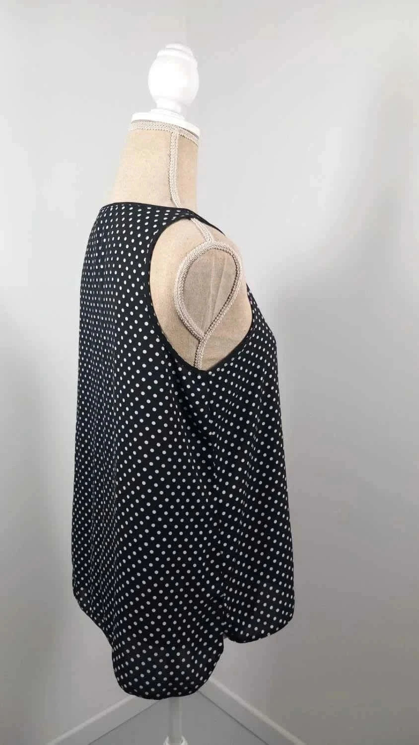 Débardeur Atmosphere Noir à Pois Blancs - Taille 42 (XL) - Neuf - Coupe Fluide & Intemporelle – Atmosphere – taille XL / 42 / 14 4