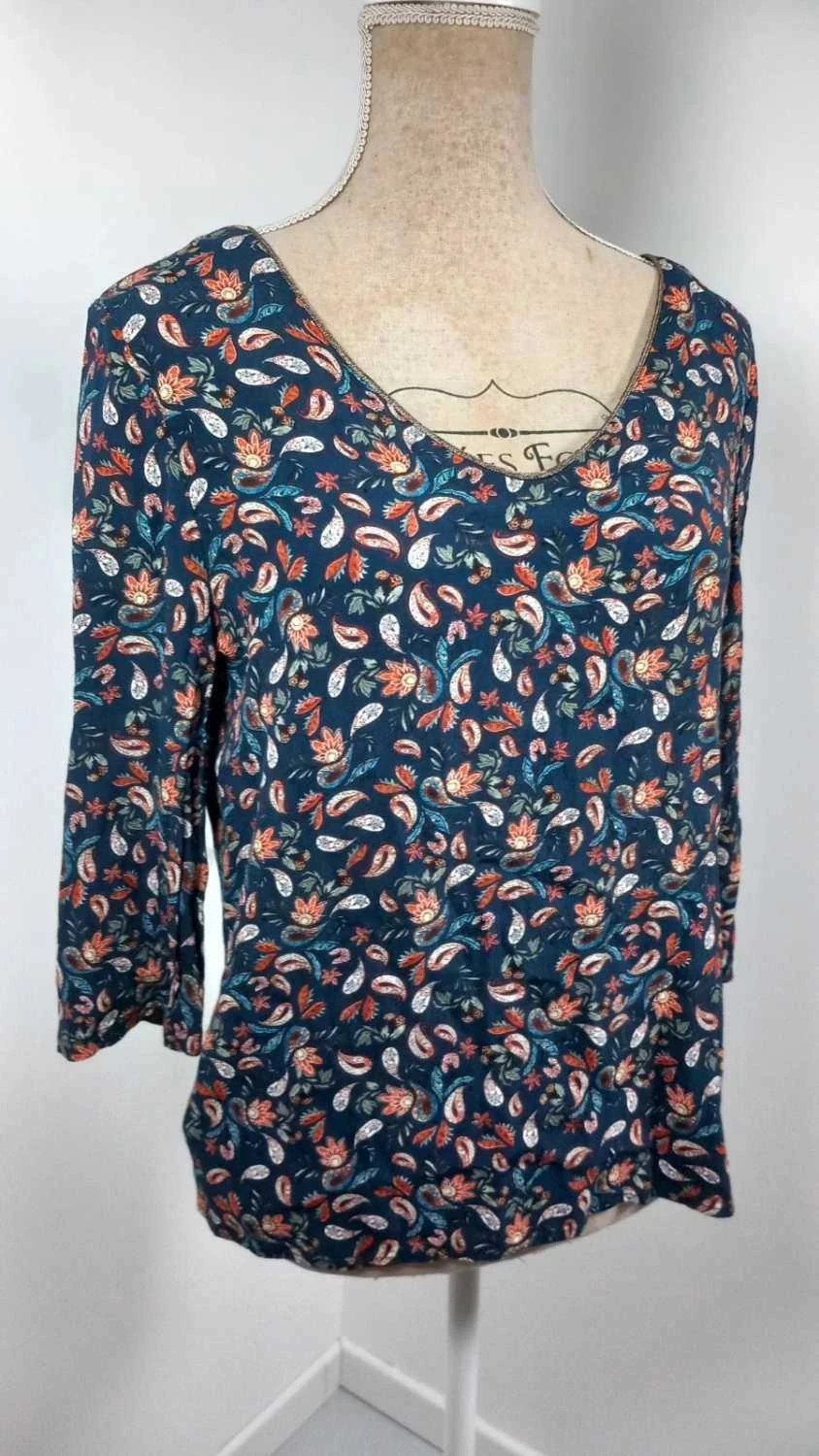 Tunique Promod Imprimé Paisley - Taille 38 - Décolleté V & Dos Travaillé – Promod – taille M / 38 / 10 2