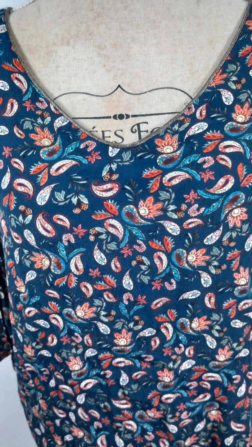 Tunique Promod Imprimé Paisley - Taille 38 - Décolleté V & Dos Travaillé – Promod – taille M / 38 / 10 3