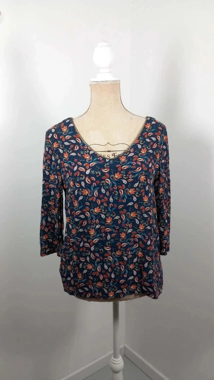 Tunique Promod Imprimé Paisley - Taille 38 - Décolleté V & Dos Travaillé