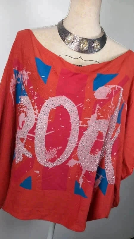 Tee shirt rock strass manche chauve souris nicole t.54/56 – Nicole – taille 7XL / 54 / 26 2