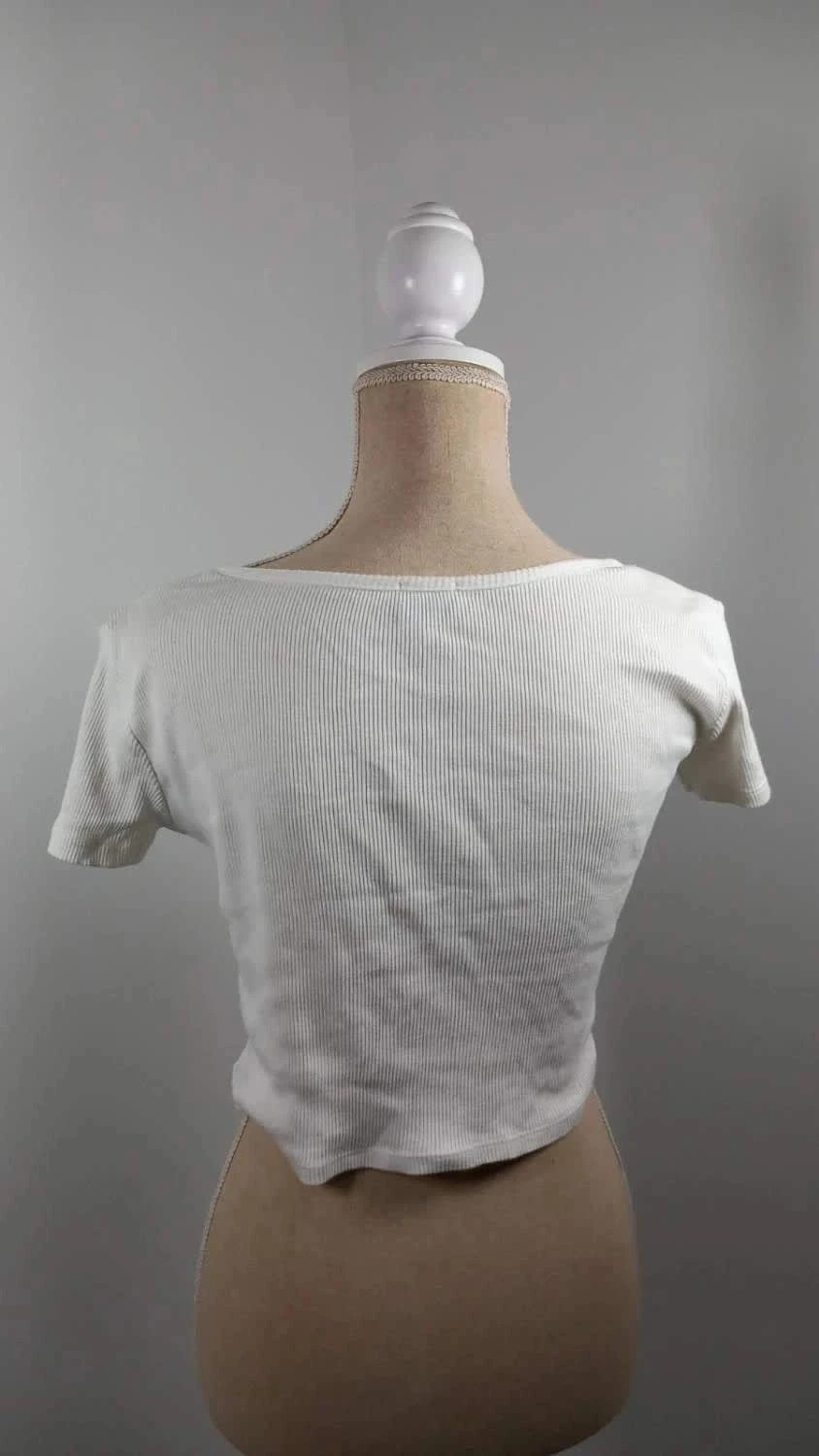 Crop Top Blanc Côtelé Zippé Fashion Studio – Taille 1 36 – Fashion Studio – taille S / 36 / 8 3