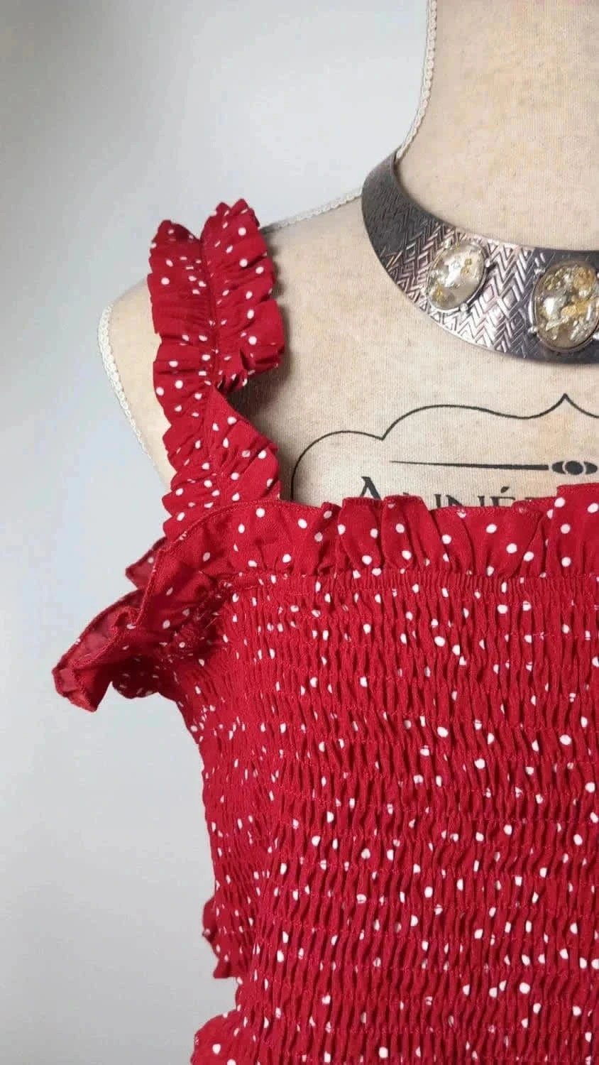 "Smocké, à pois & prêt à briller 🍒 Taille 2XL – Neuf – Shein – taille 6XL / 52 / 24 3