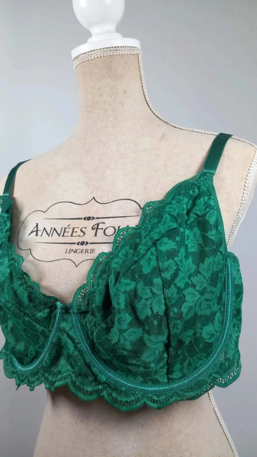 💚 Magnifique Soutien-Gorge Dentelle Vert Sapin - Taille 4XL (Neuf) 💚 – taille 4XL 2