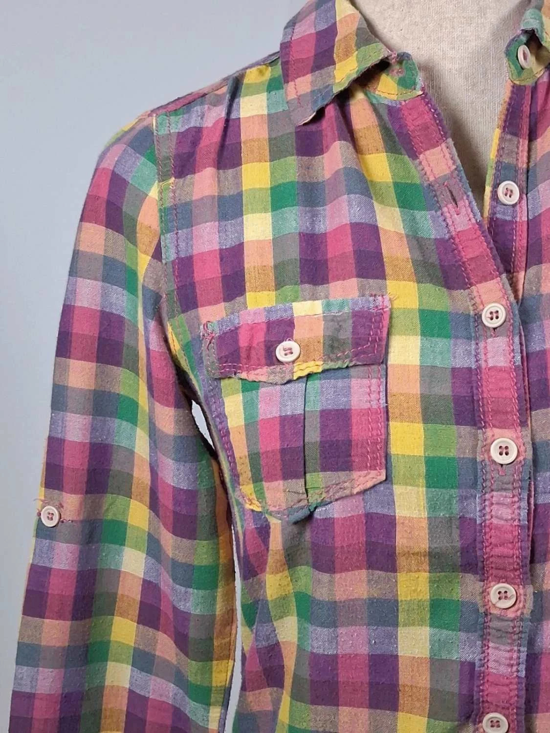 🌈 Chemise Vintage "Rainbow" Jennyfer – Taille S – Vintage Dressing – taille S / 36 / 8 3