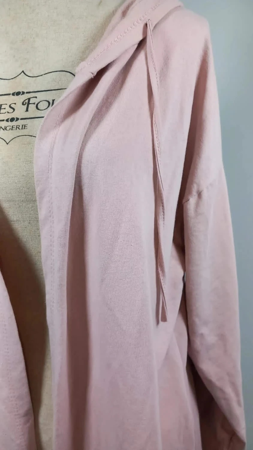 Veste Longue (Gilet) Rose Poudré à Capuche - Imprimé "Badass" Dorsal - T. 48/52 – taille 4XL / 48 / 20 4