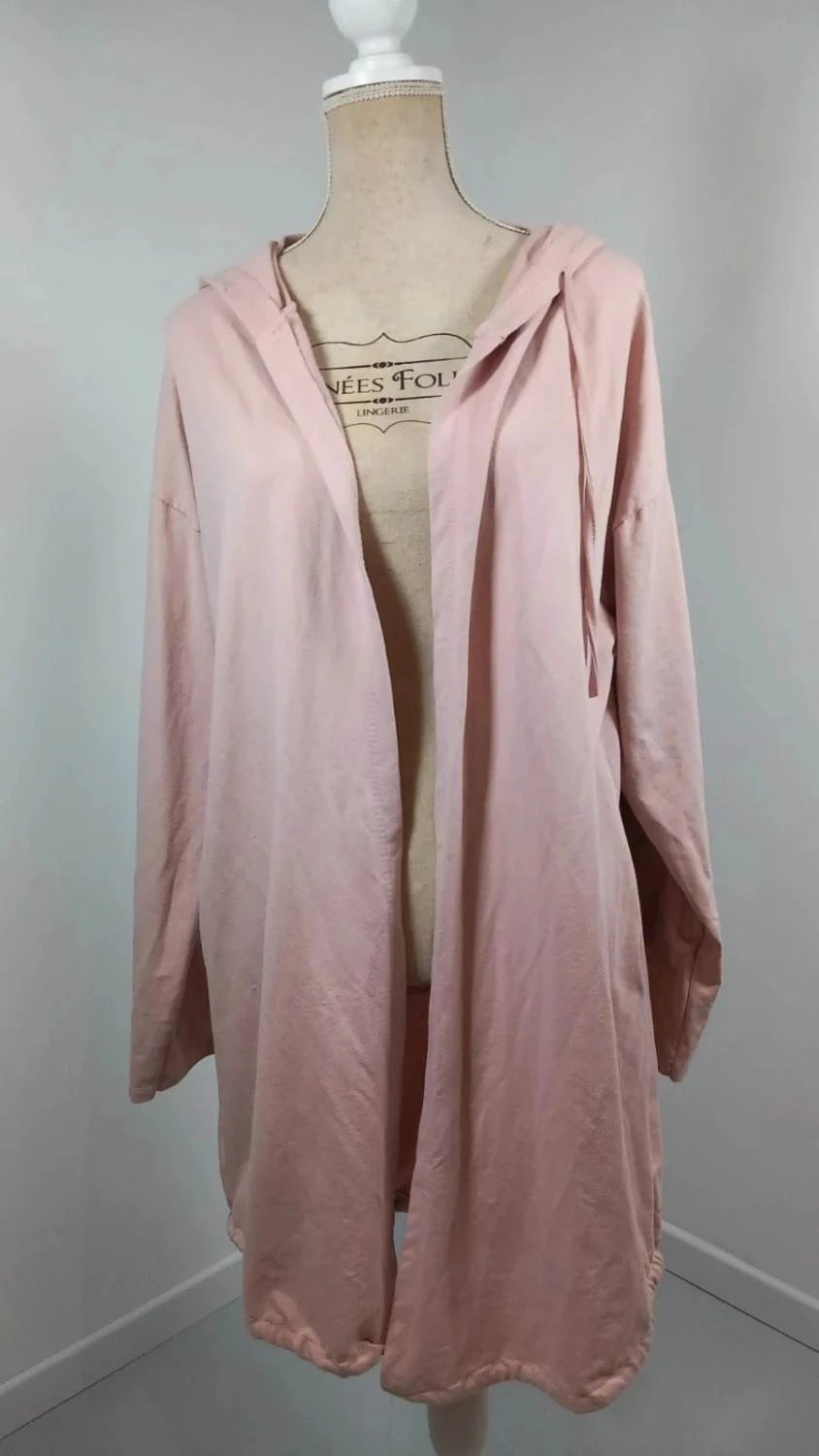 Veste Longue (Gilet) Rose Poudré à Capuche - Imprimé "Badass" Dorsal - T. 48/52 – taille 4XL / 48 / 20 2