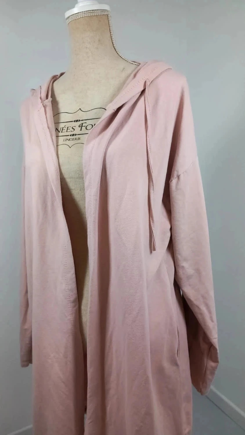 Veste Longue (Gilet) Rose Poudré à Capuche - Imprimé "Badass" Dorsal - T. 48/52 – taille 4XL / 48 / 20 3
