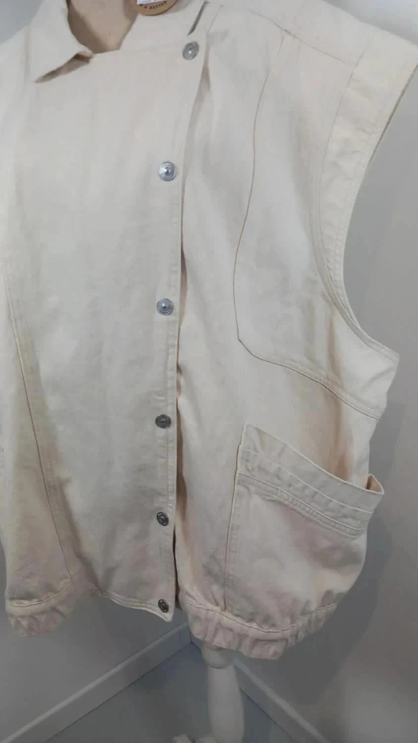 Gilet / Veste sans Manches Asymétrique en Coton Crème KIABI Grande Taille 58/60 (4XL) – Kiabi – taille 9XL / 58 / 30 3