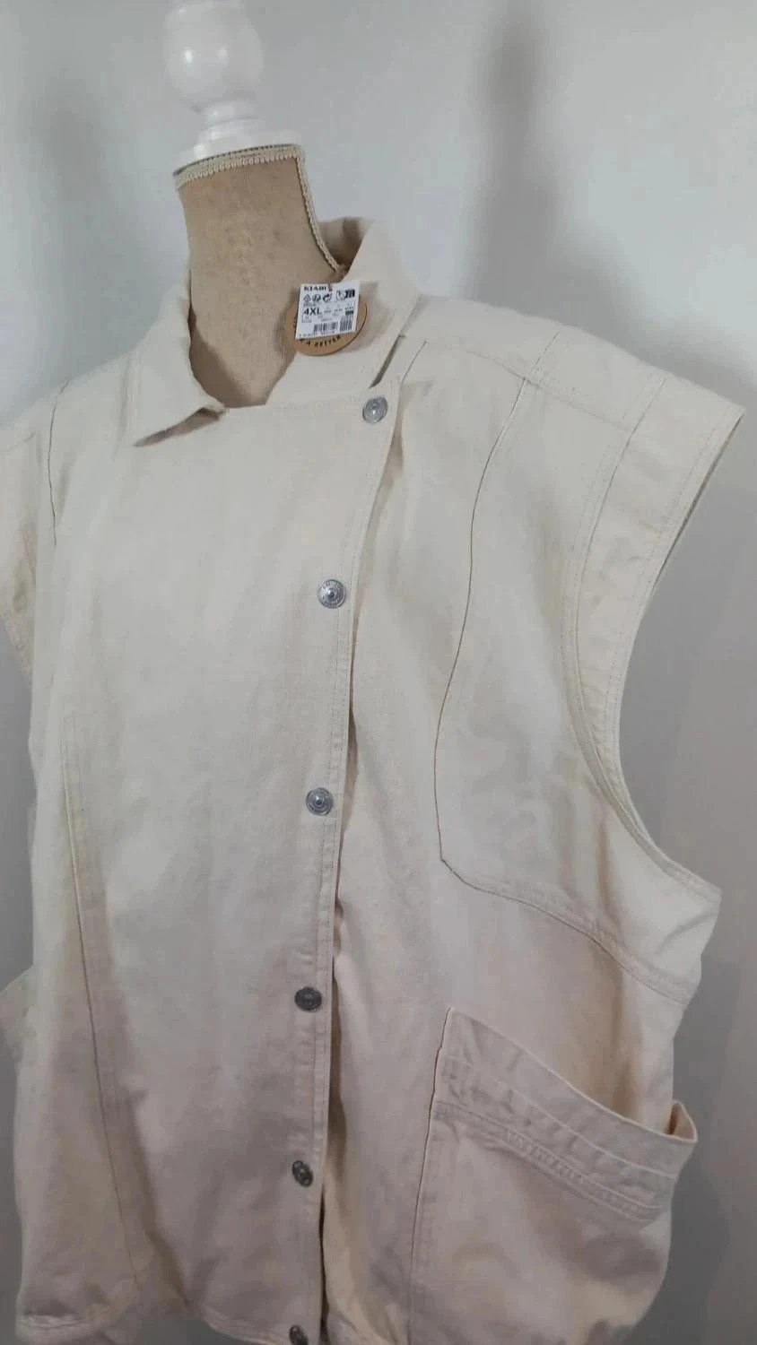 Gilet / Veste sans Manches Asymétrique en Coton Crème KIABI Grande Taille 58/60 (4XL) – Kiabi – taille 9XL / 58 / 30 2
