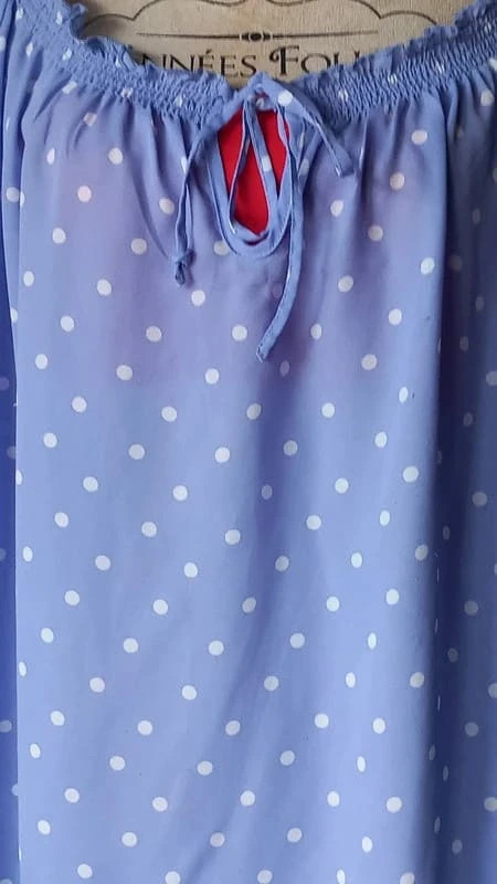 Tunique mauve bleutée à pois blanc – Daxon – taille 7XL / 54 / 26 2