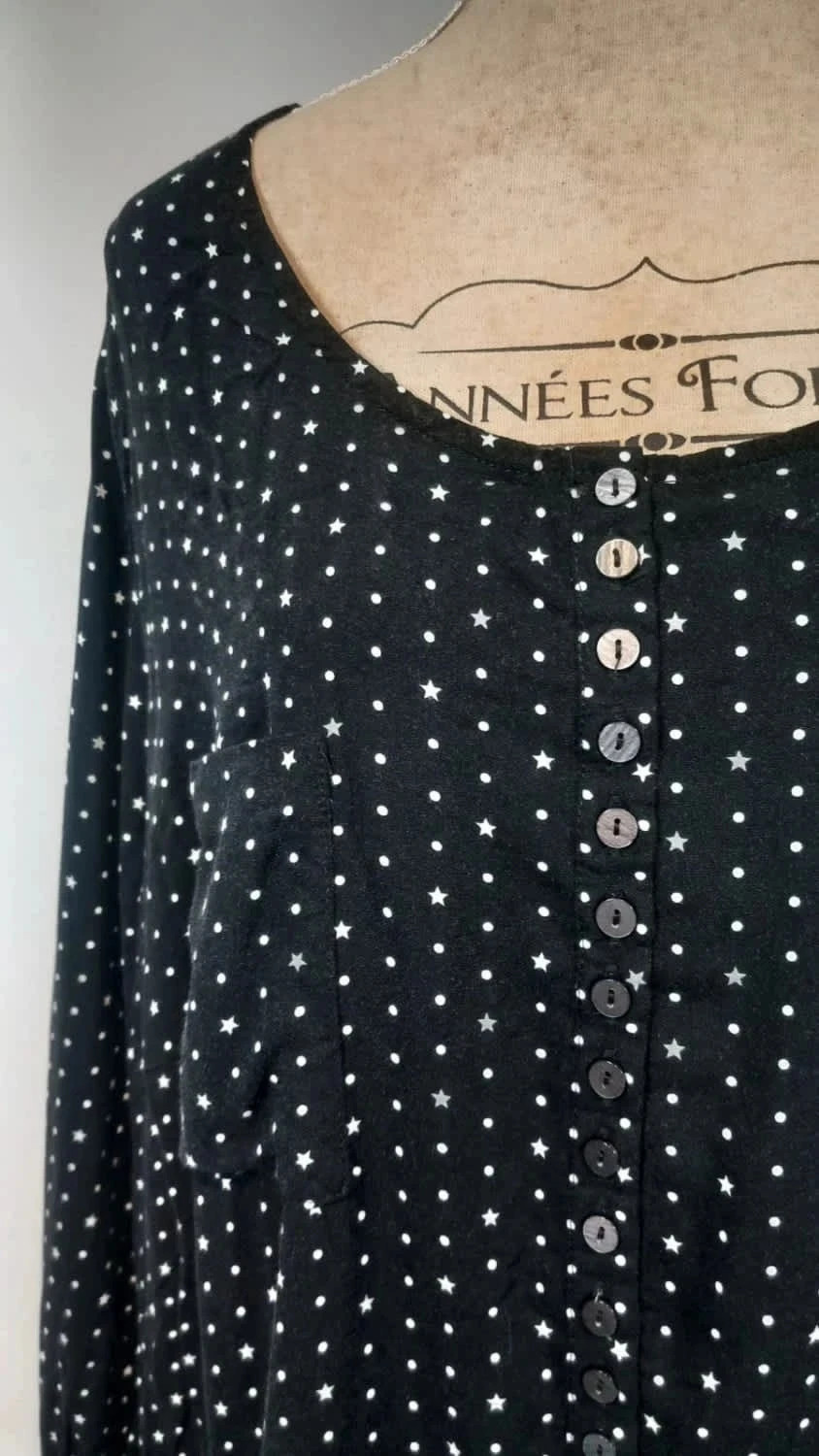Robe/Tunique Noire "Étoiles" - Bonprix - T. 54 – Bonprix – taille 7XL / 54 / 26 3