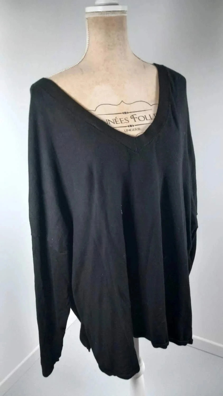Pull Léger Noir – Détails Croisés au Dos – Neuf – Taille 58/60 – Kiabi – taille 9XL / 58 / 30 2