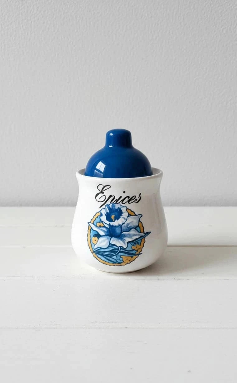 Superbe ensemble de 5 pots à épices vintage en céramique - Idéal pour une cuisine charmante ! 5