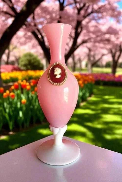 Joli vase en opaline rose