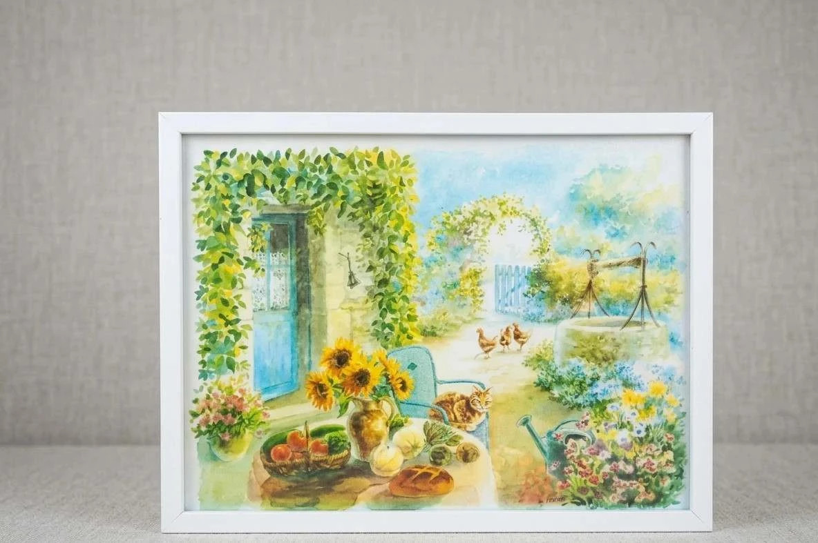 Tableau Aquarelle Originale - Danielle Lebeau - Scène de Campagne Provençale – Danielle Lebeau