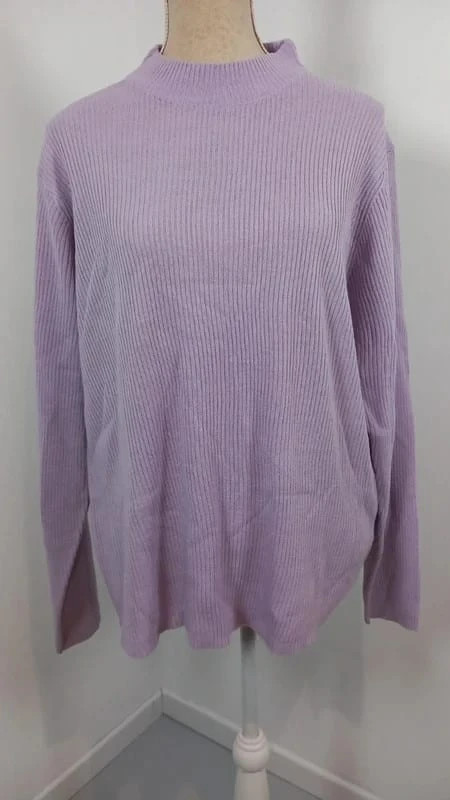 💜 Pull Côtelé Lilas T. 54/56 (5XL) - Bleu Bonheur – Bleu bonheur – taille 7XL / 54 / 26 2