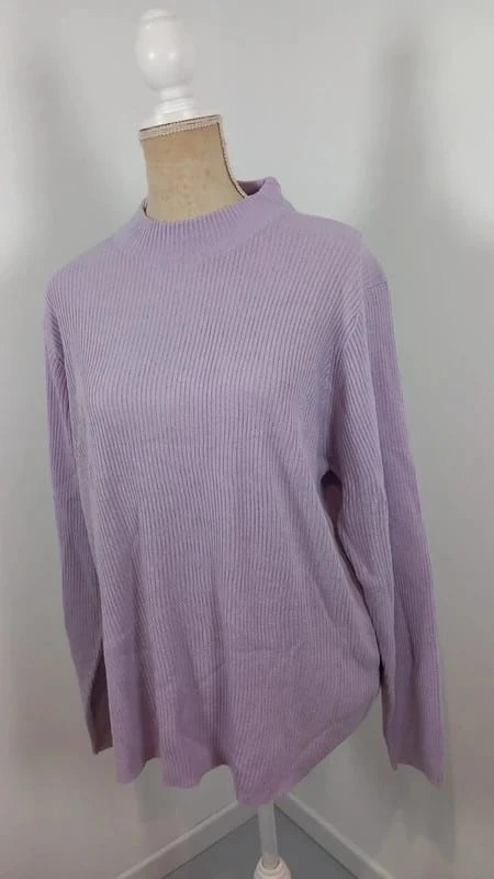 💜 Pull Côtelé Lilas T. 54/56 (5XL) - Bleu Bonheur – Bleu bonheur – taille 7XL / 54 / 26 4