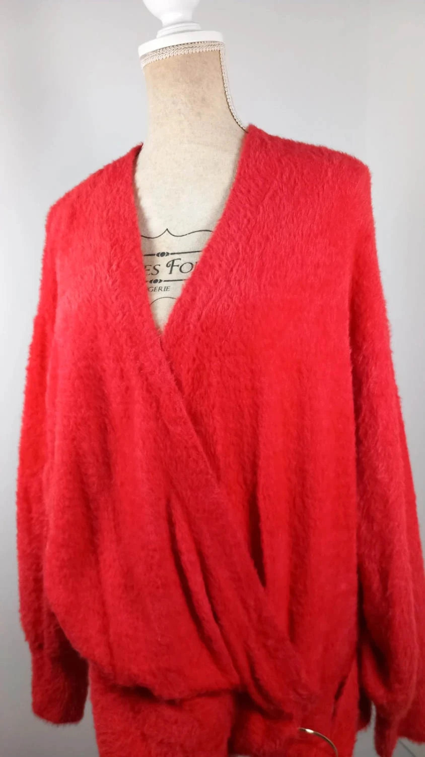 🍎 Pull Douillet "Effet Duveteux" Rouge Éclatant - Bodyflirt - Taille 54/56 – Bodyflirt – taille 7XL / 54 / 26 2