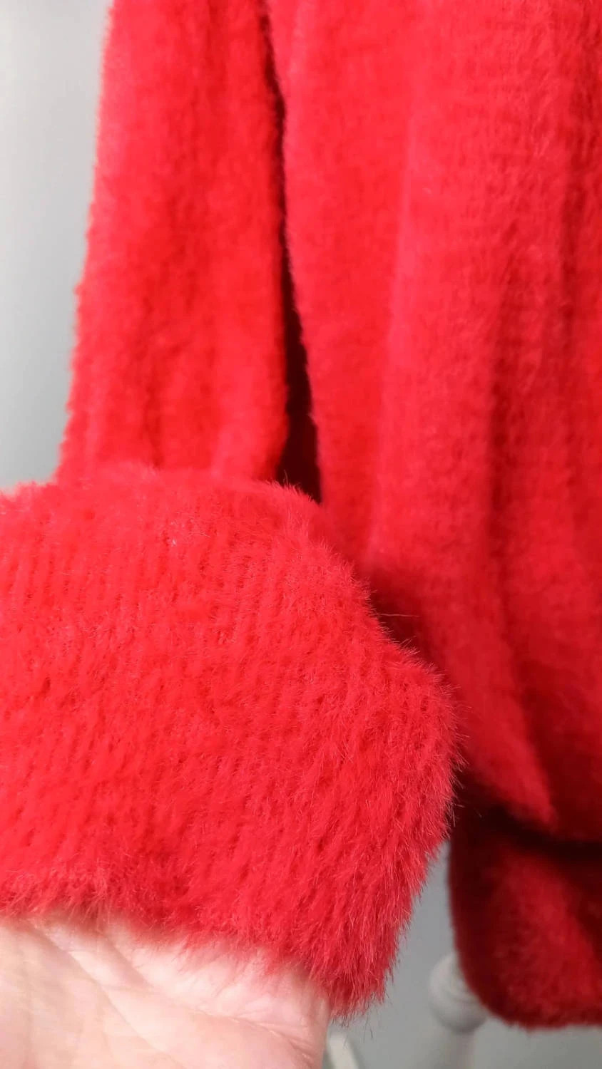 🍎 Pull Douillet "Effet Duveteux" Rouge Éclatant - Bodyflirt - Taille 54/56 – Bodyflirt – taille 7XL / 54 / 26 5