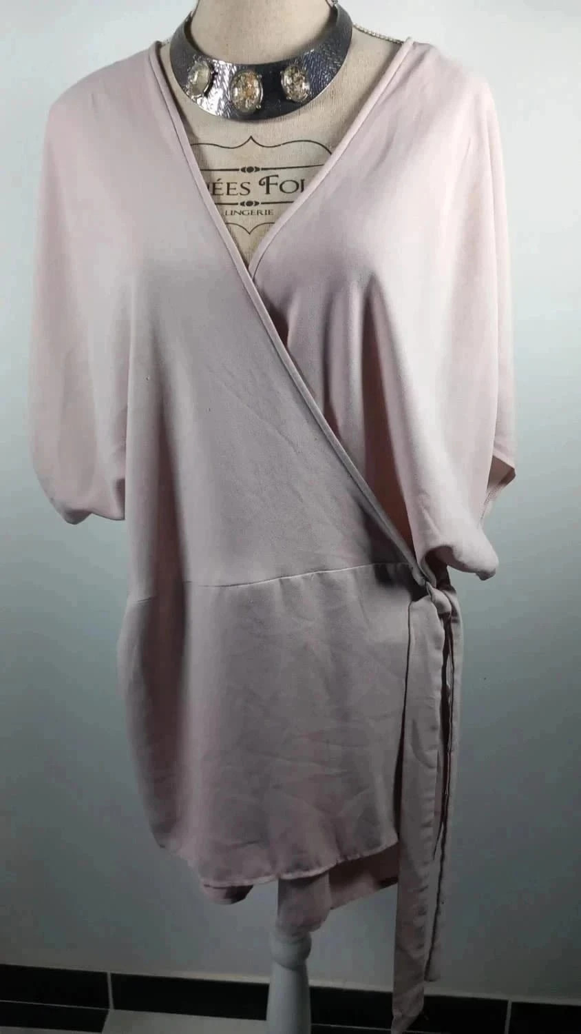 🌸Blouse coeur croise style kimono rose poudré taille 54 marque New Look🌸