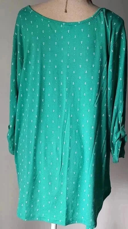 Tunique verte motif ancre taille 54/56 – Bleu bonheur – taille 7XL / 54 / 26 5