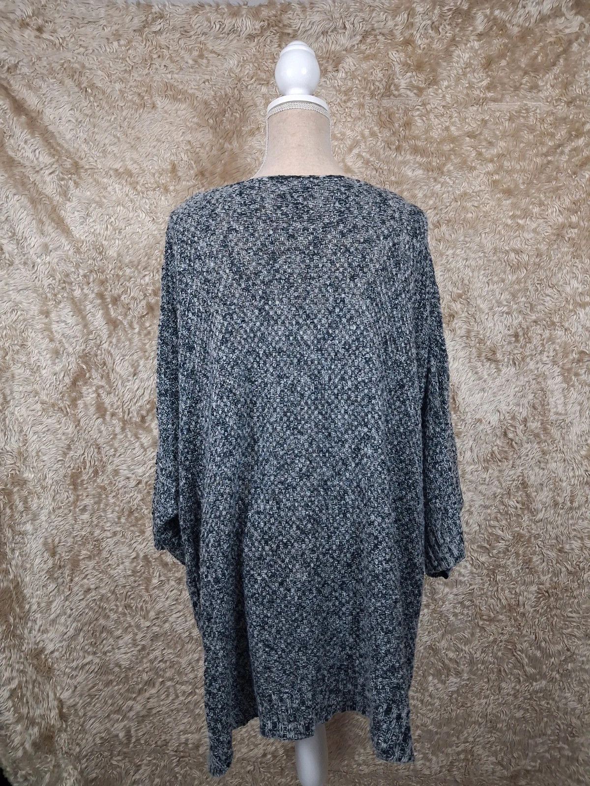 Pull tunique long gris chiné manches chauve-souris taille XL – taille XL / 42 / 14 5