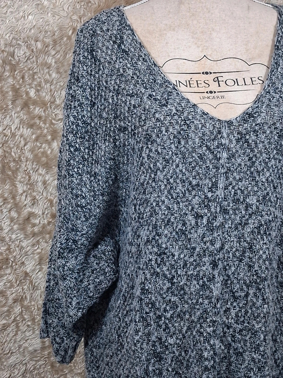 Pull tunique long gris chiné manches chauve-souris taille XL – taille XL / 42 / 14 4