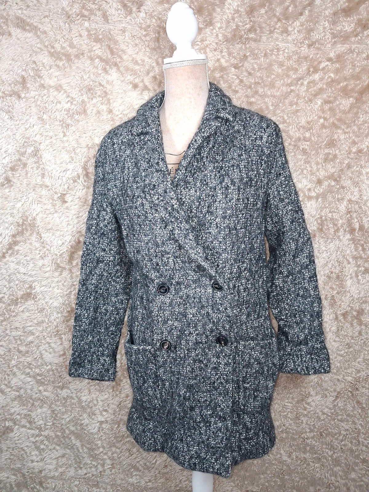 Manteau IKKS gris chiné effet tweed double boutonnage taille 40 – IKKS – taille M / 38 / 10 2