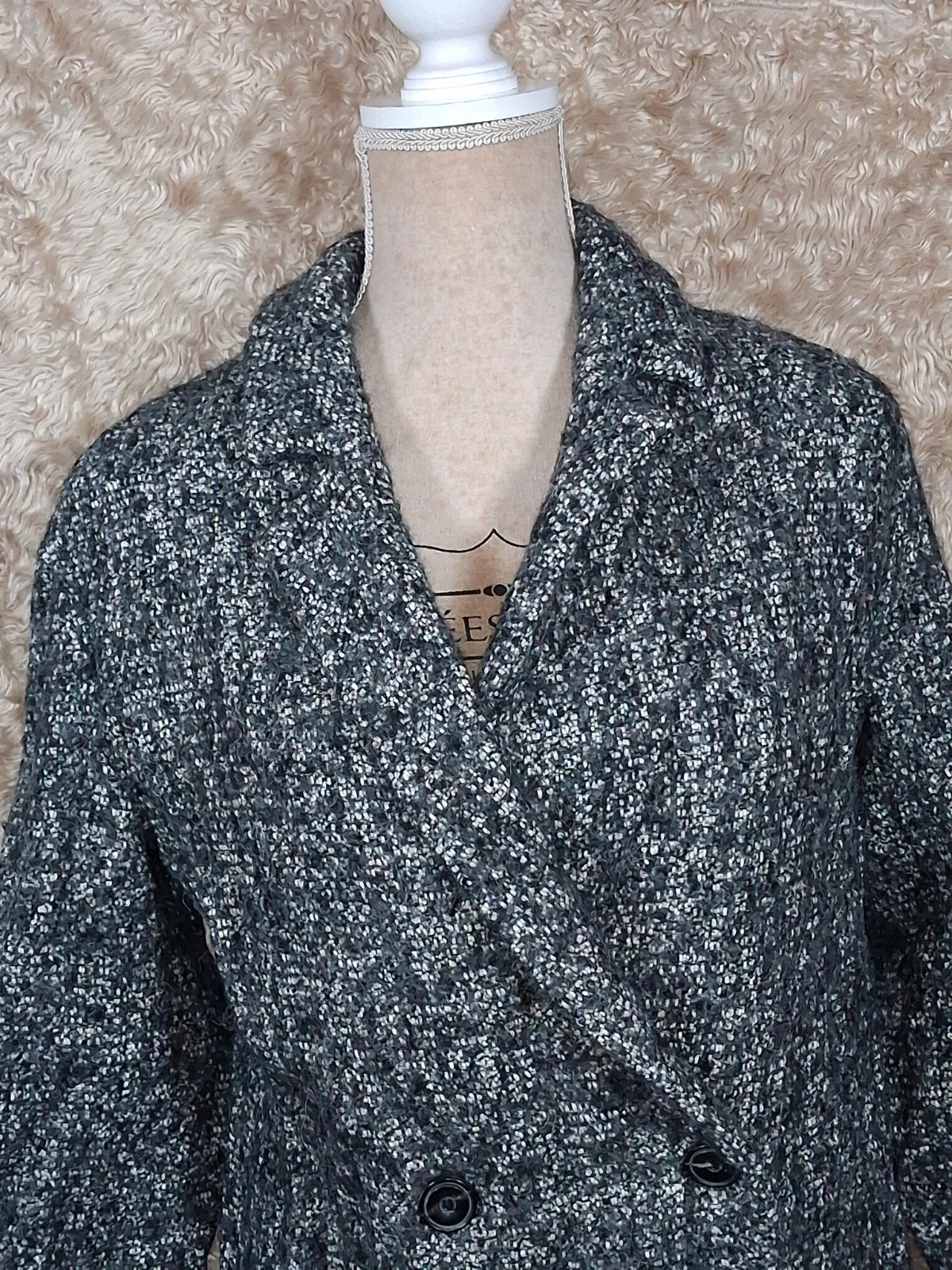 Manteau IKKS gris chiné effet tweed double boutonnage taille 40 – IKKS – taille M / 38 / 10 4