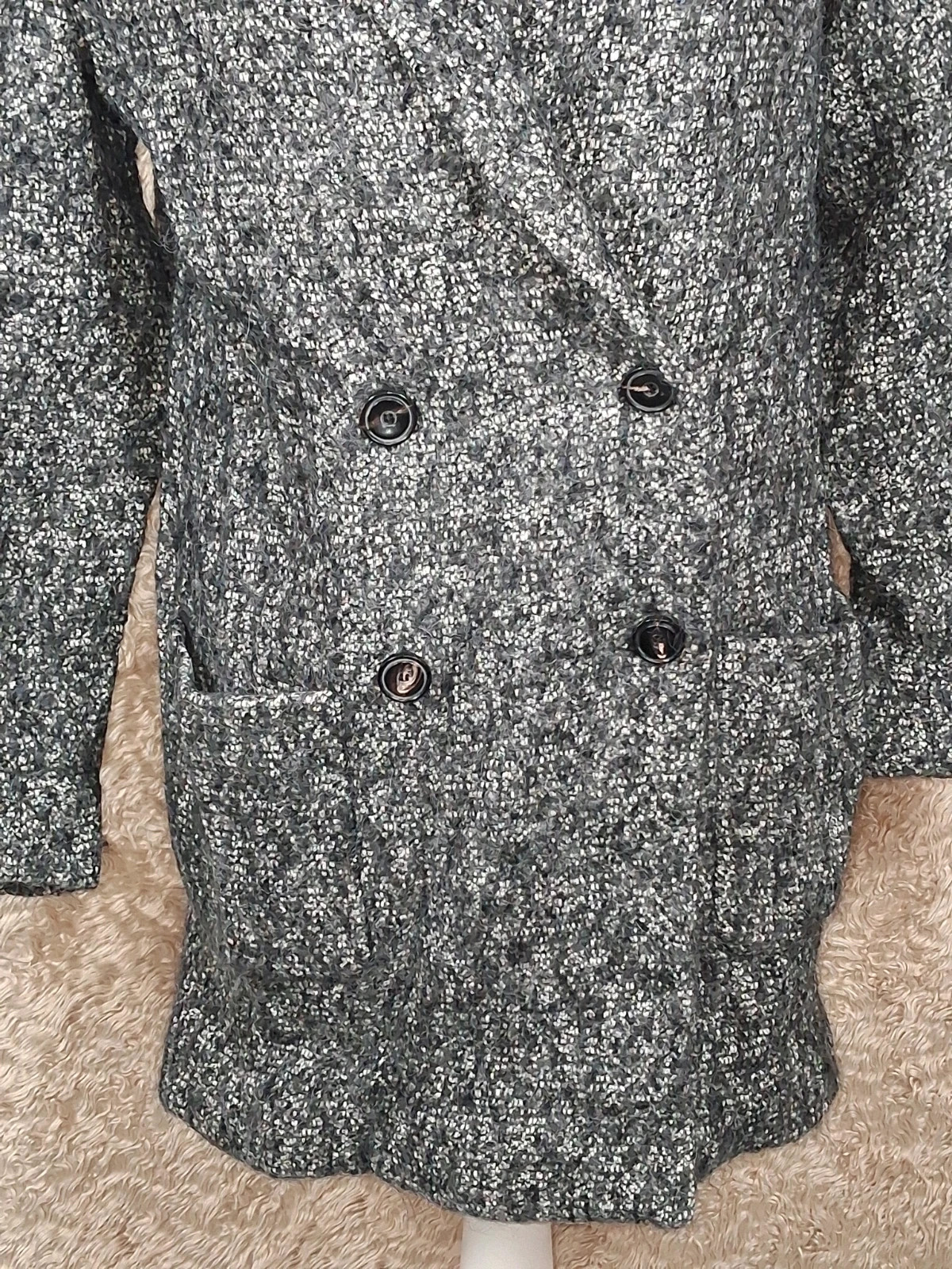 Manteau IKKS gris chiné effet tweed double boutonnage taille 40 – IKKS – taille M / 38 / 10 3