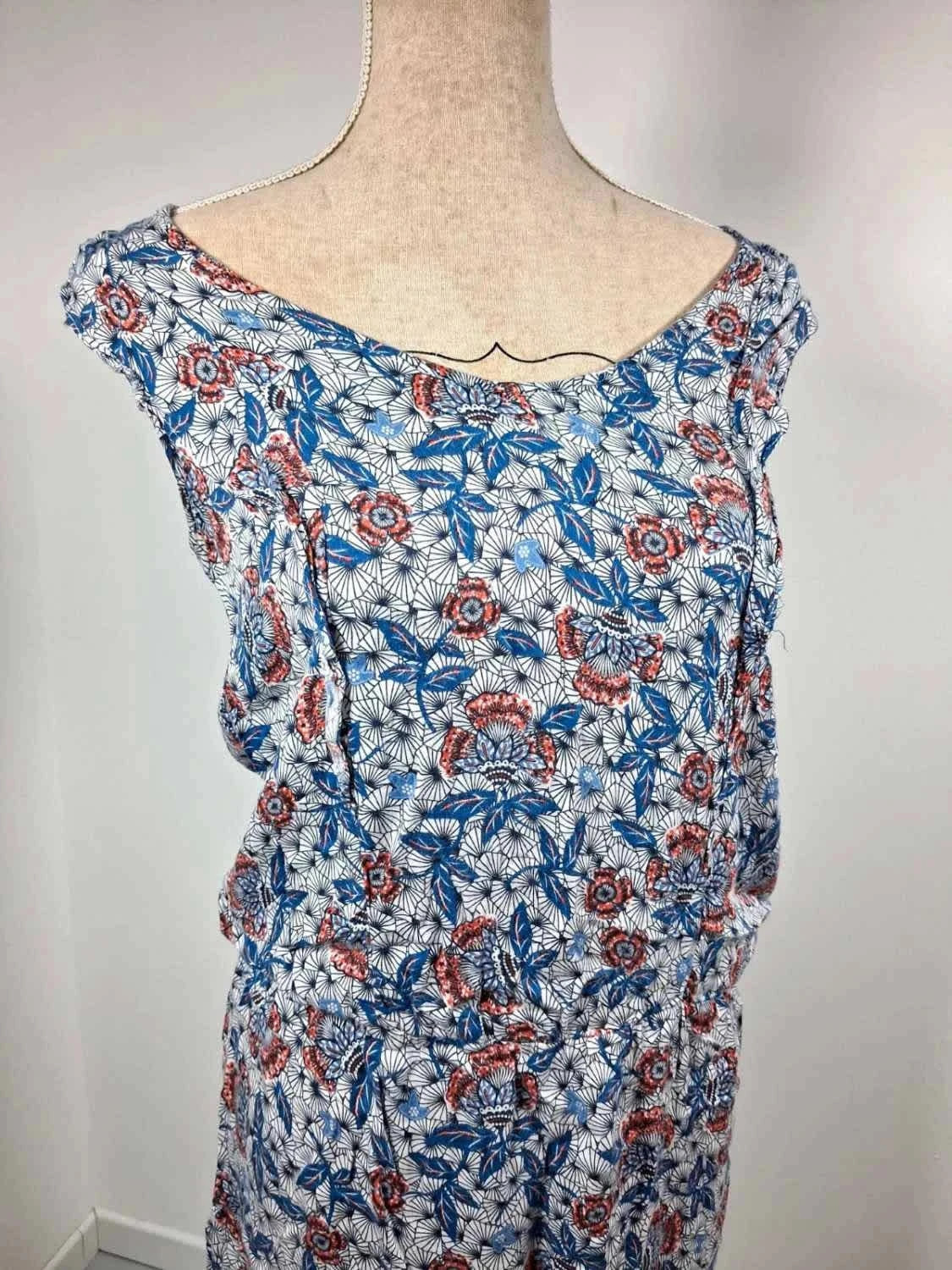 Robe d'été Promod fleurie bleu & corail – Taille 38/40 – Très bon état – Promod – taille M / 38 / 10 2