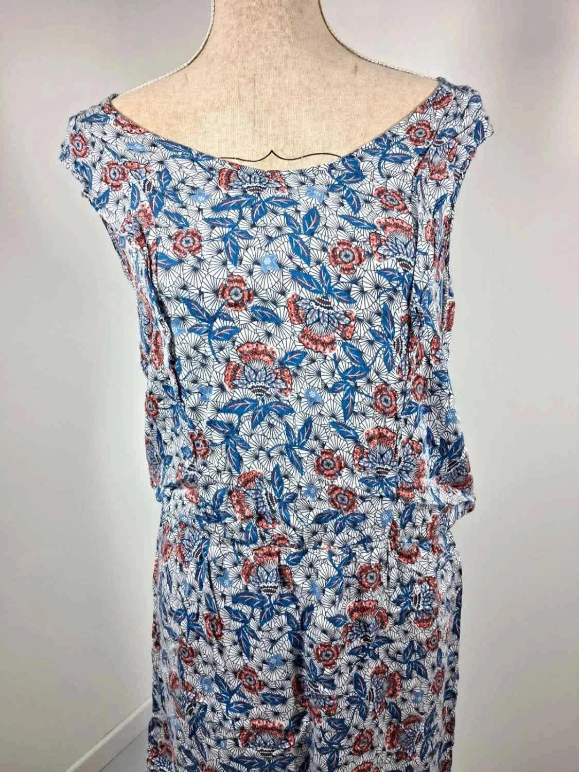 Robe d'été Promod fleurie bleu & corail – Taille 38/40 – Très bon état – Promod – taille M / 38 / 10 3