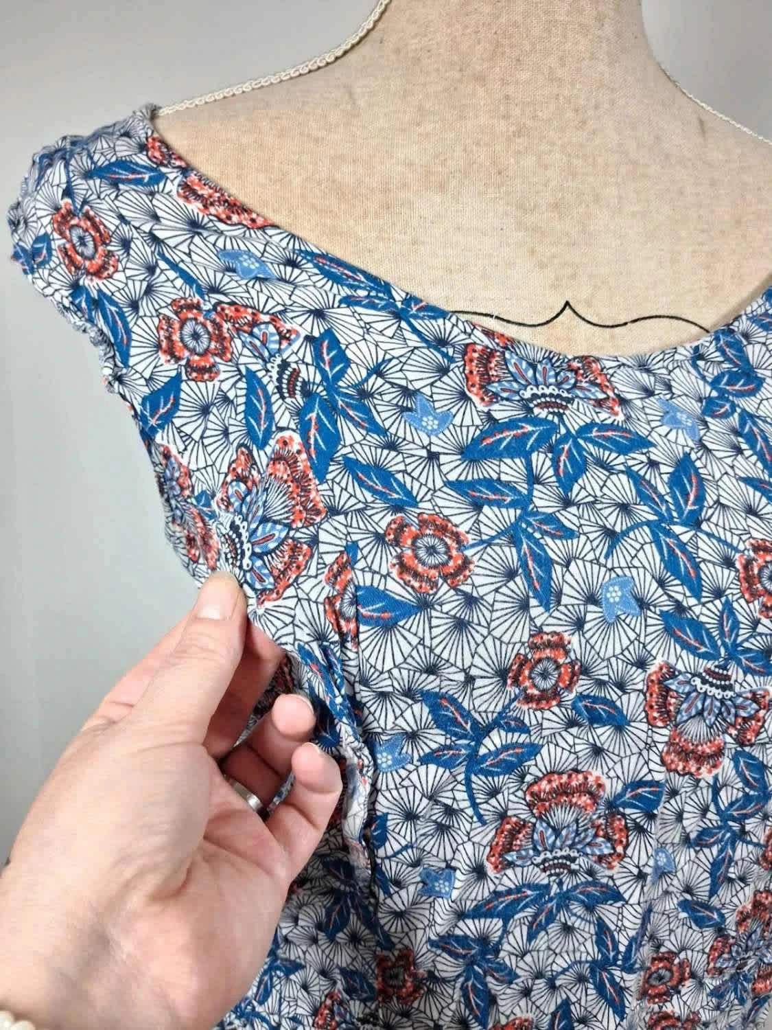 Robe d'été Promod fleurie bleu & corail – Taille 38/40 – Très bon état – Promod – taille M / 38 / 10 4