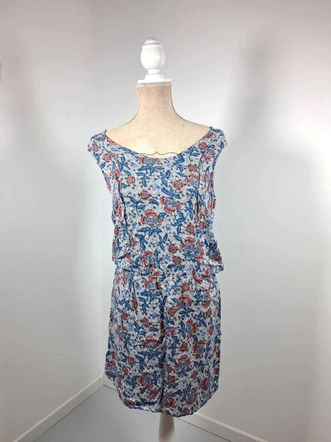 Robe d'été Promod fleurie bleu & corail – Taille 38/40 – Très bon état