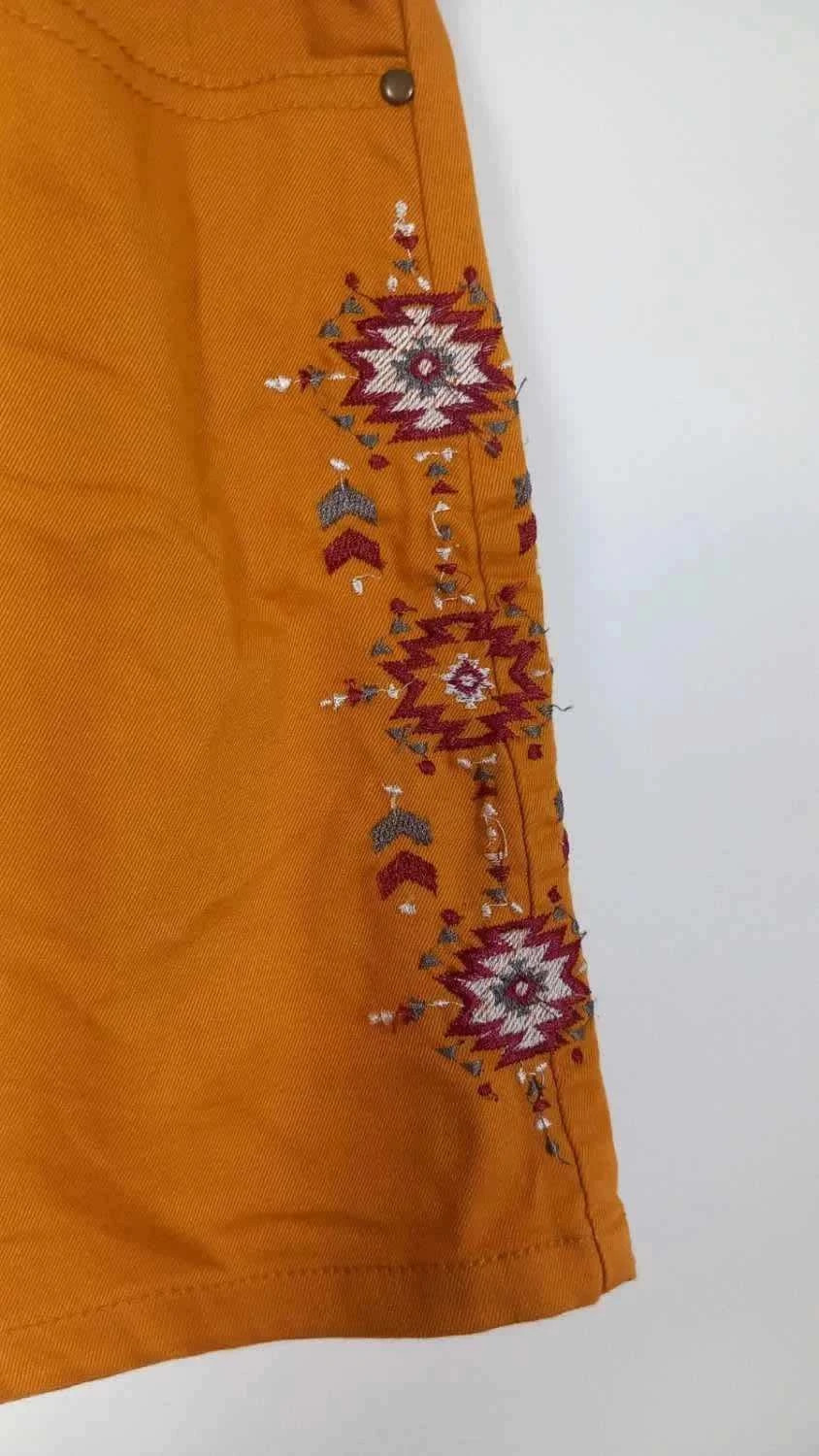 Mini-Jupe Fleurie Noire & Moutarde – Ligne à Suivre – T.38 – Très Bon État – Ligne à Suivre – taille M / 38 / 10 4