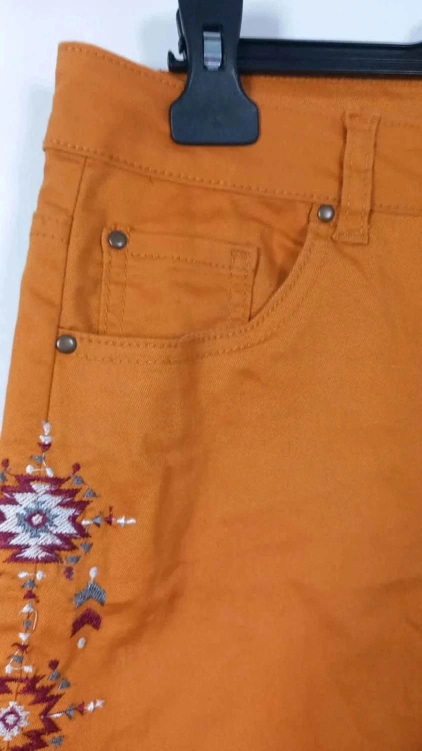 Mini-Jupe Fleurie Noire & Moutarde – Ligne à Suivre – T.38 – Très Bon État – Ligne à Suivre – taille M / 38 / 10 5