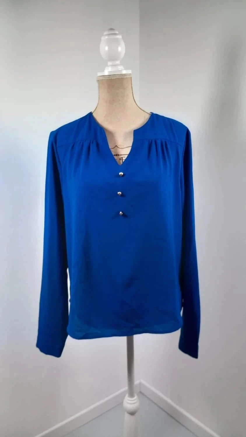 Chemisier Fluide Bleu Roi Shein – Détails Boutons – Taille XL – Neuf – Shein – taille XL / 42 / 14