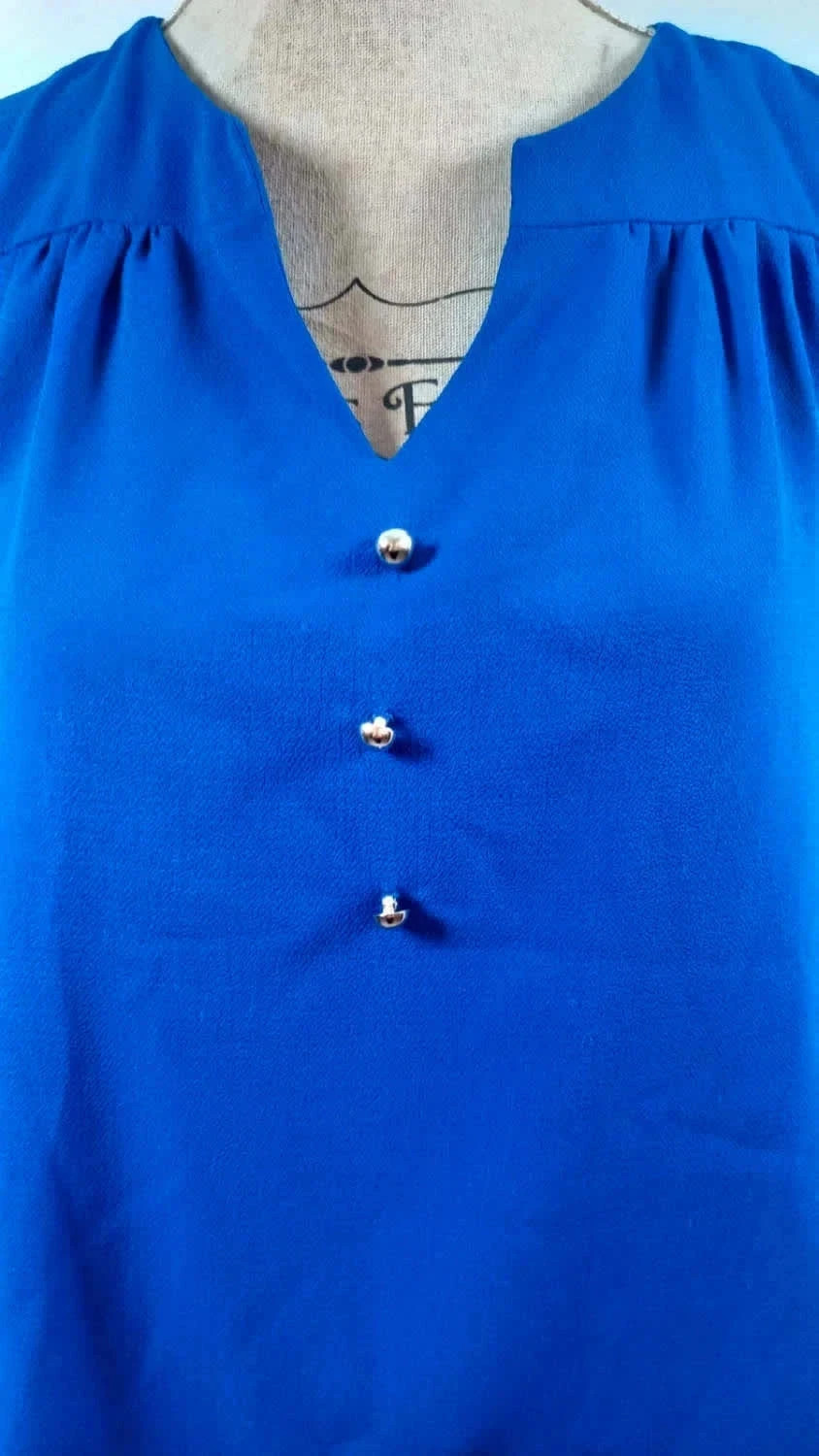 Chemisier Fluide Bleu Roi Shein – Détails Boutons – Taille XL – Neuf – Shein – taille XL / 42 / 14 3