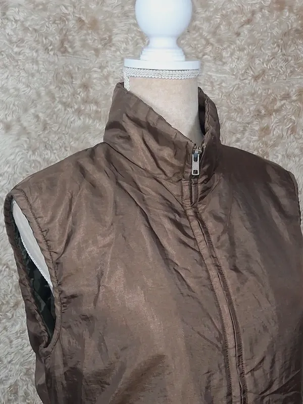 Gilet matelassé sans manches taupe femme 38/40, col montant – 3 suisses – taille M 7