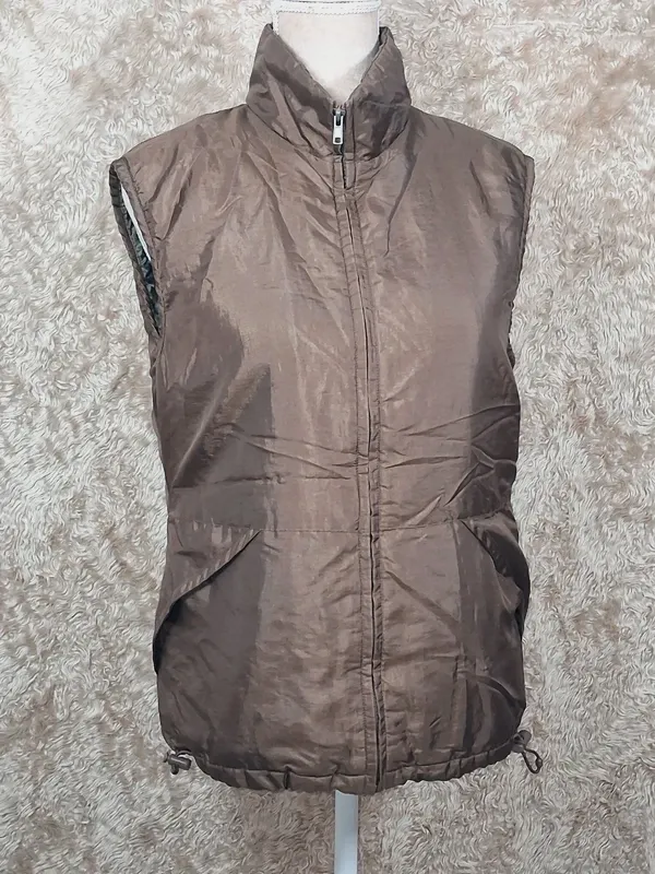 Gilet matelassé sans manches taupe femme 38/40, col montant – 3 suisses – taille M 8